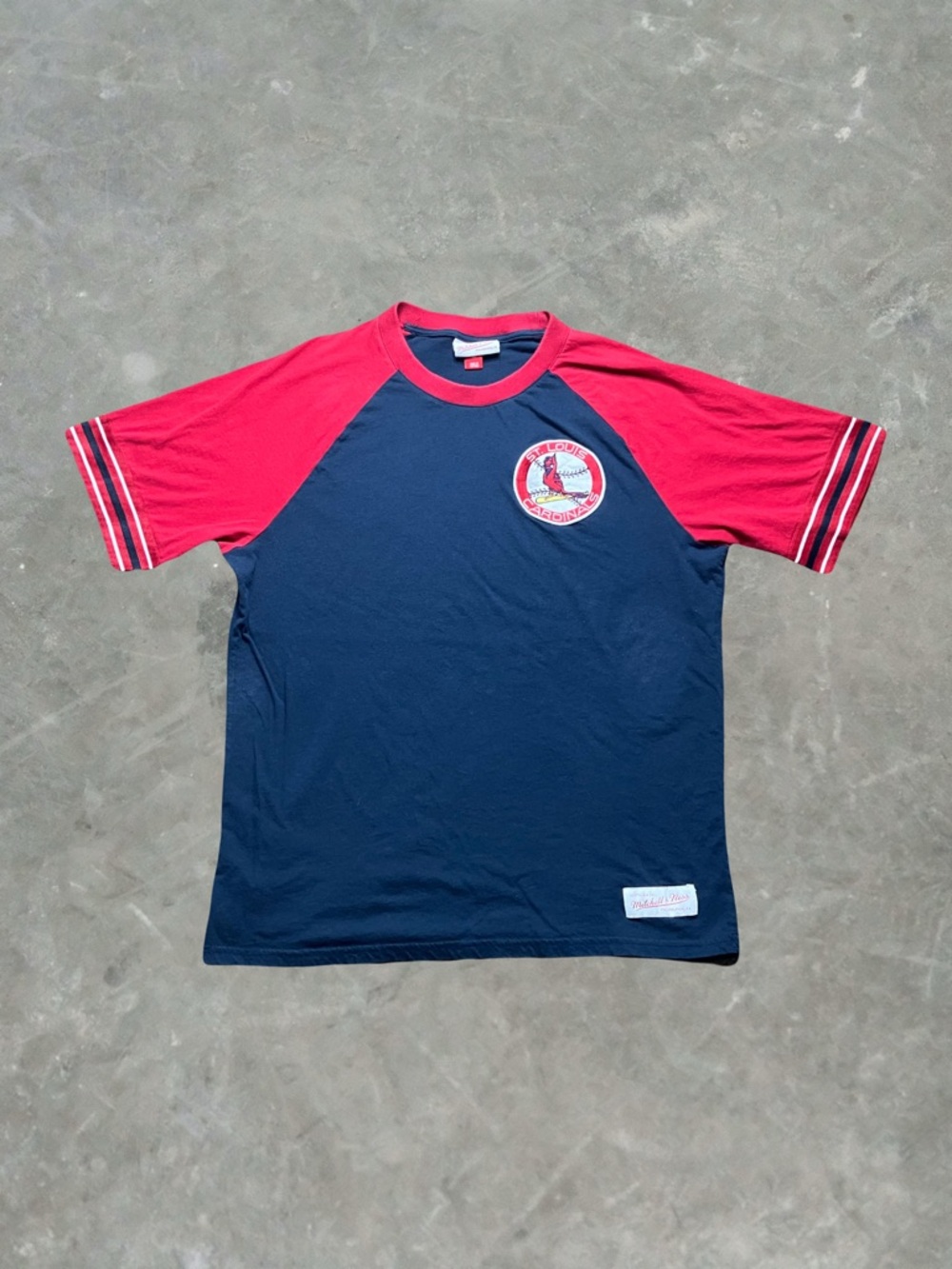 ☀️ Mitchell and Ness St. Louis Cardinals Embroidered Tee Navy/Red Mens Size L
